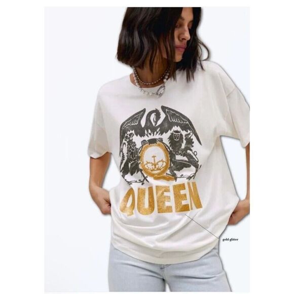 Daydreamer QUEEN Gold glitter Band Tour Rock Concert T Shirt Free People 3X plus - Picture 1 of 7